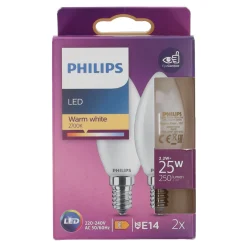 Lamp LED kaars 25W E14 duo Philips