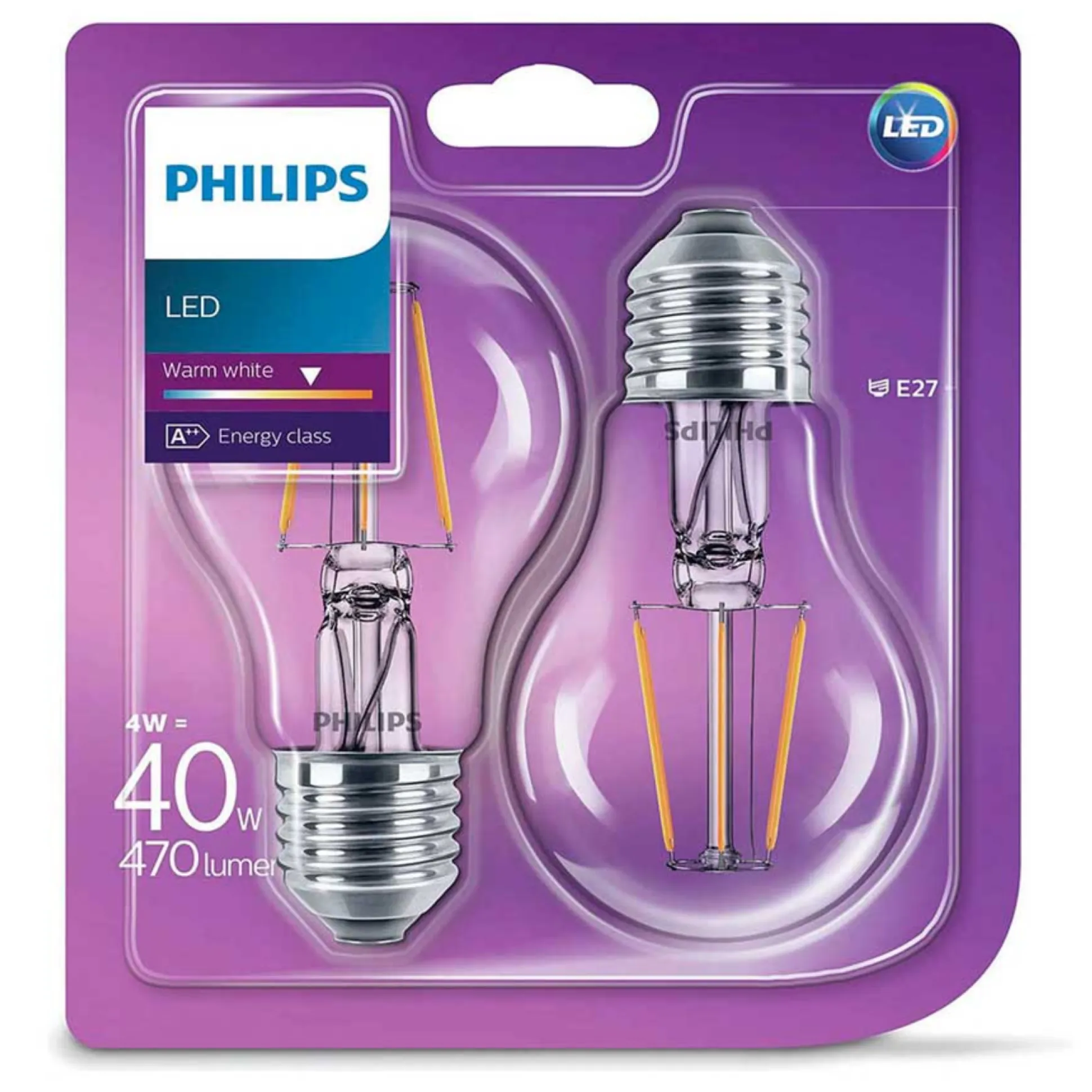 Lamp LED peer helder 40W E27 2st.