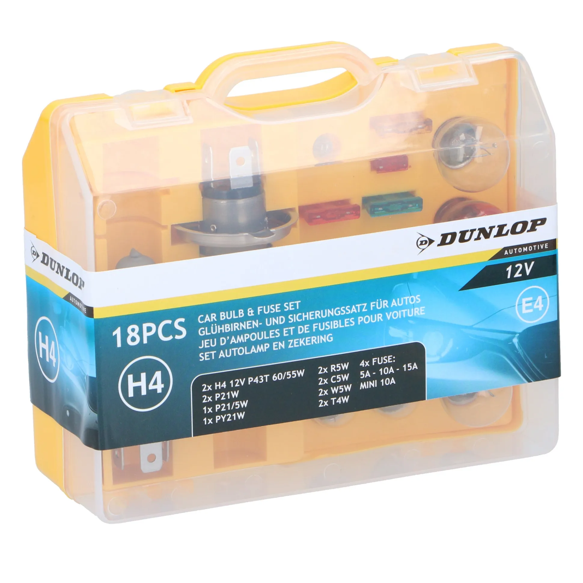 Lampenset 18-delig H4 12V/60/5 Dunlop