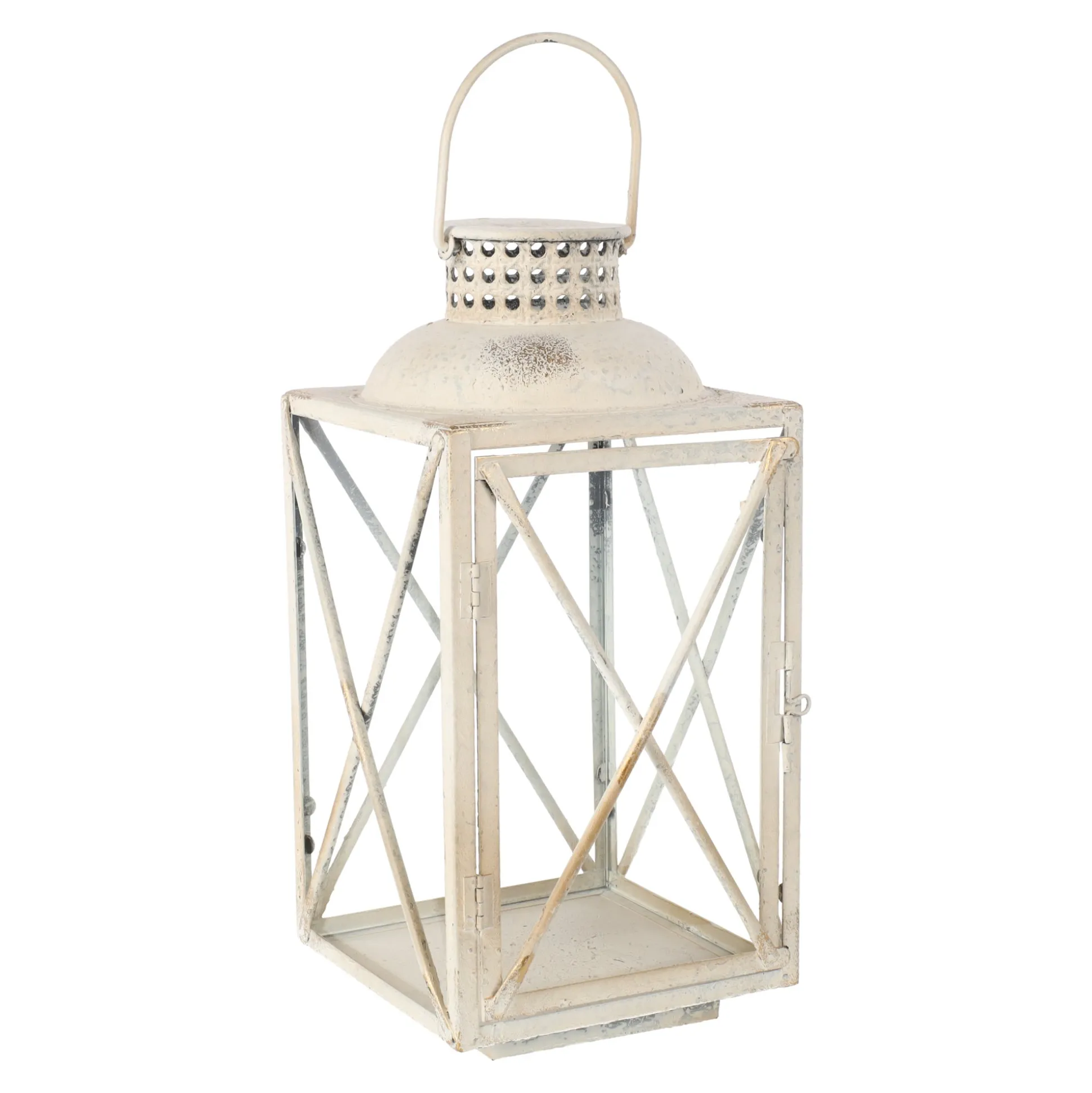 Lantaarn antiek wit 39 cm