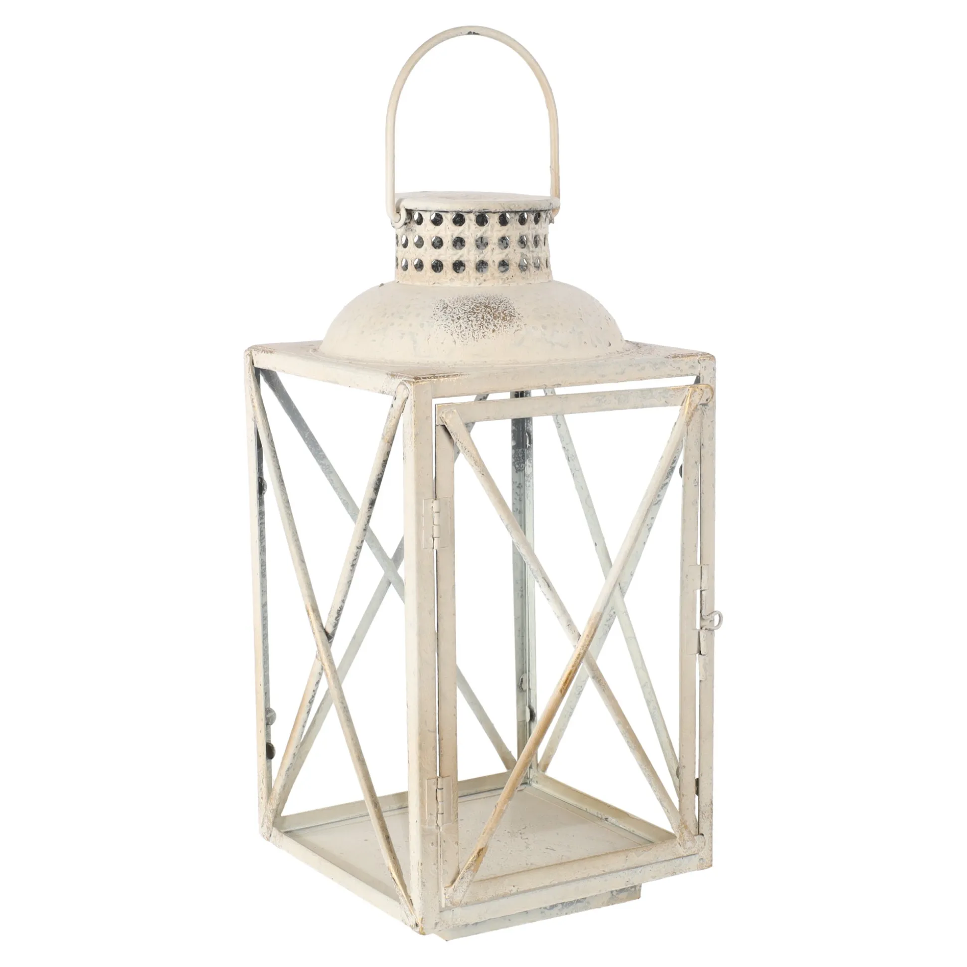 Lantaarn antiek wit 50 cm