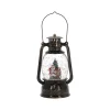 Lantaarn glitter kerstman antique 20cm