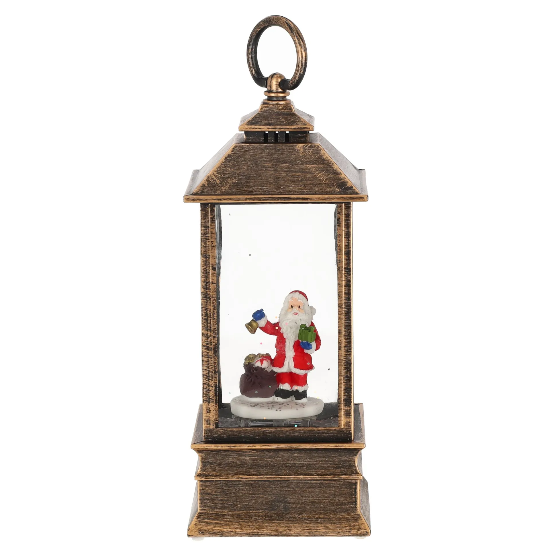 Lantaarn kerstman glitter 22 cm