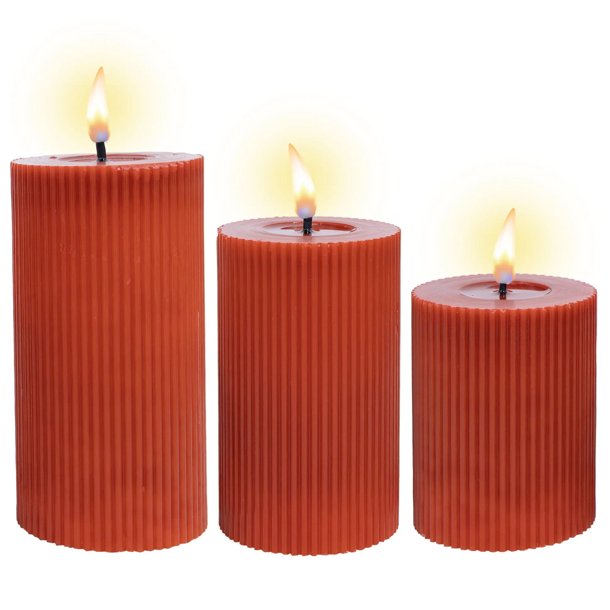 LED Kaars rib melt 3st met rood