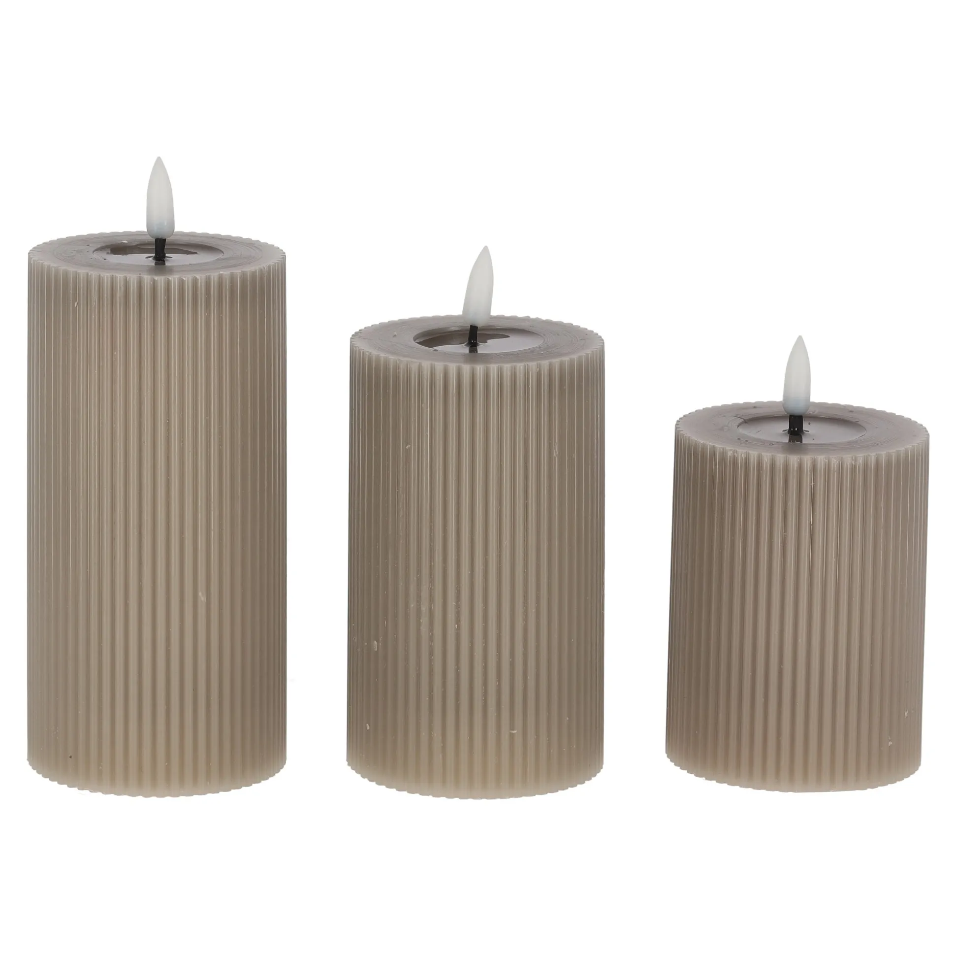 LED Kaars rib melt 3st taupe