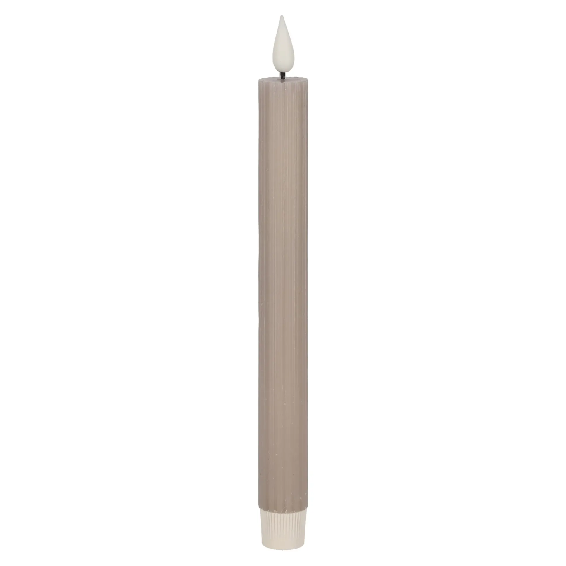 LED-kaars diner rib 25 cm taupe