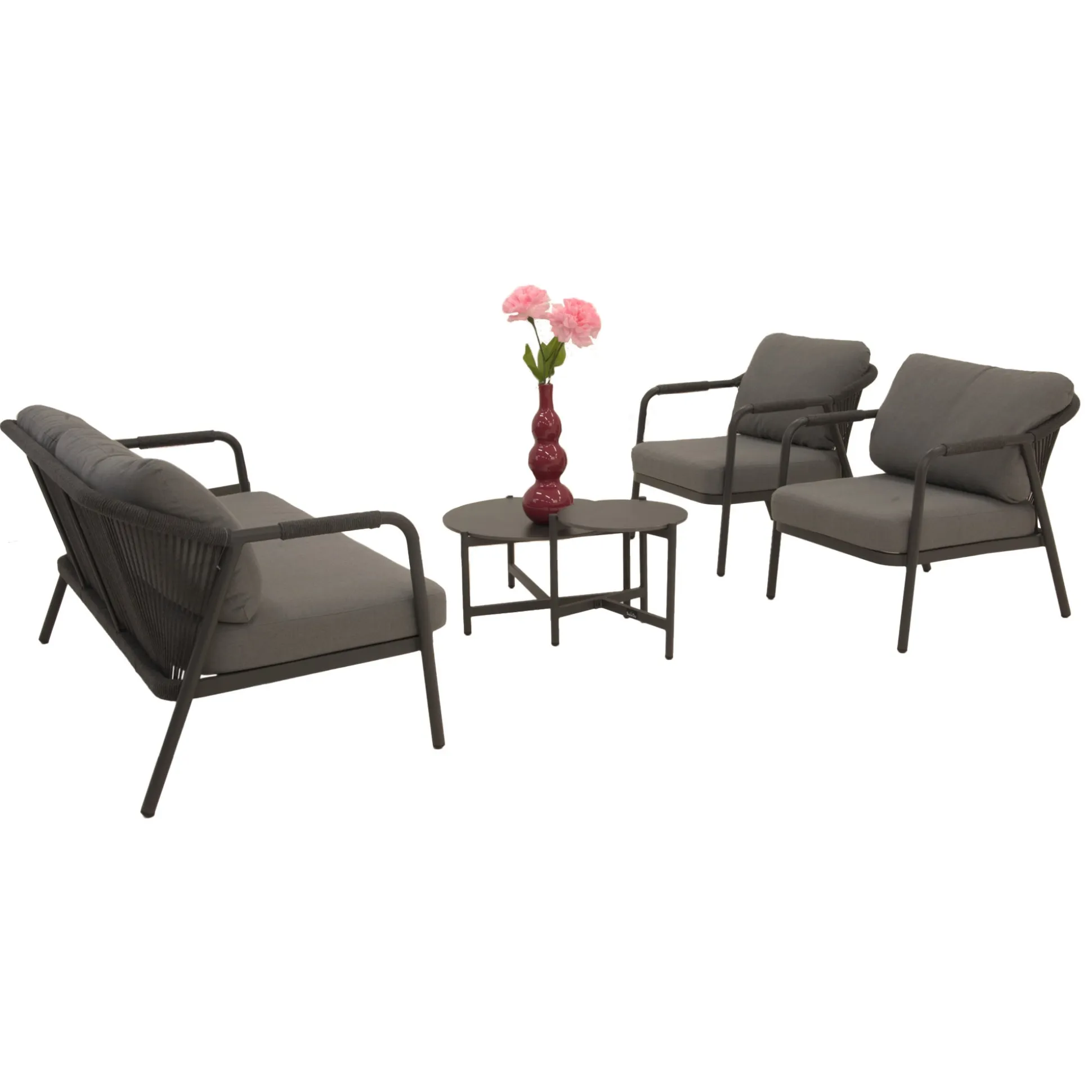 Loungeset Calanca antraciet met kussens