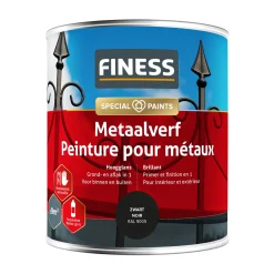 Metaalverf hoogglans zwart 750ml Finess