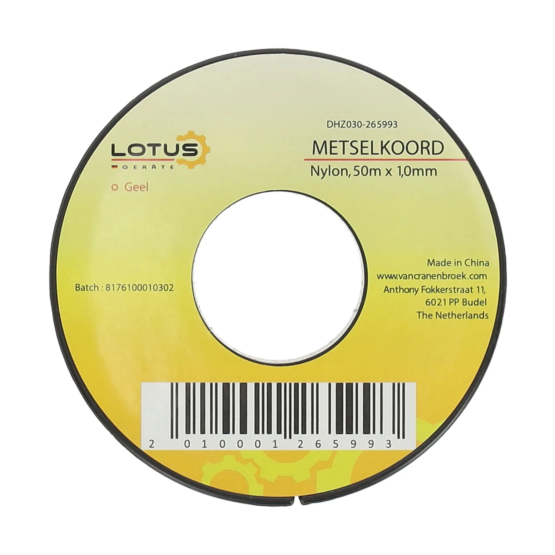 Metselkoord nylon geel 50 m x 1 mm Lotus