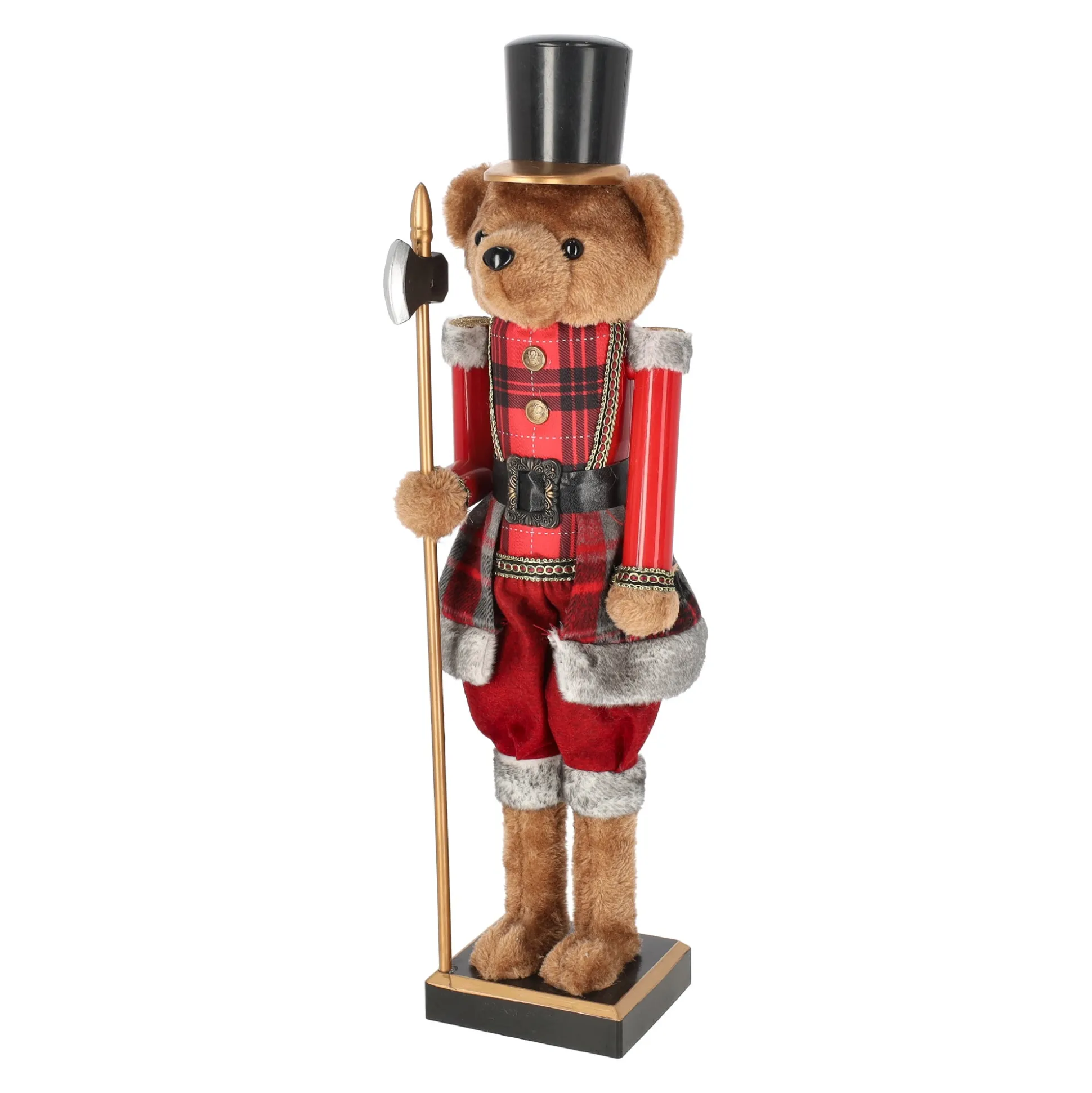Notenkraker beer 60 cm tartan rood