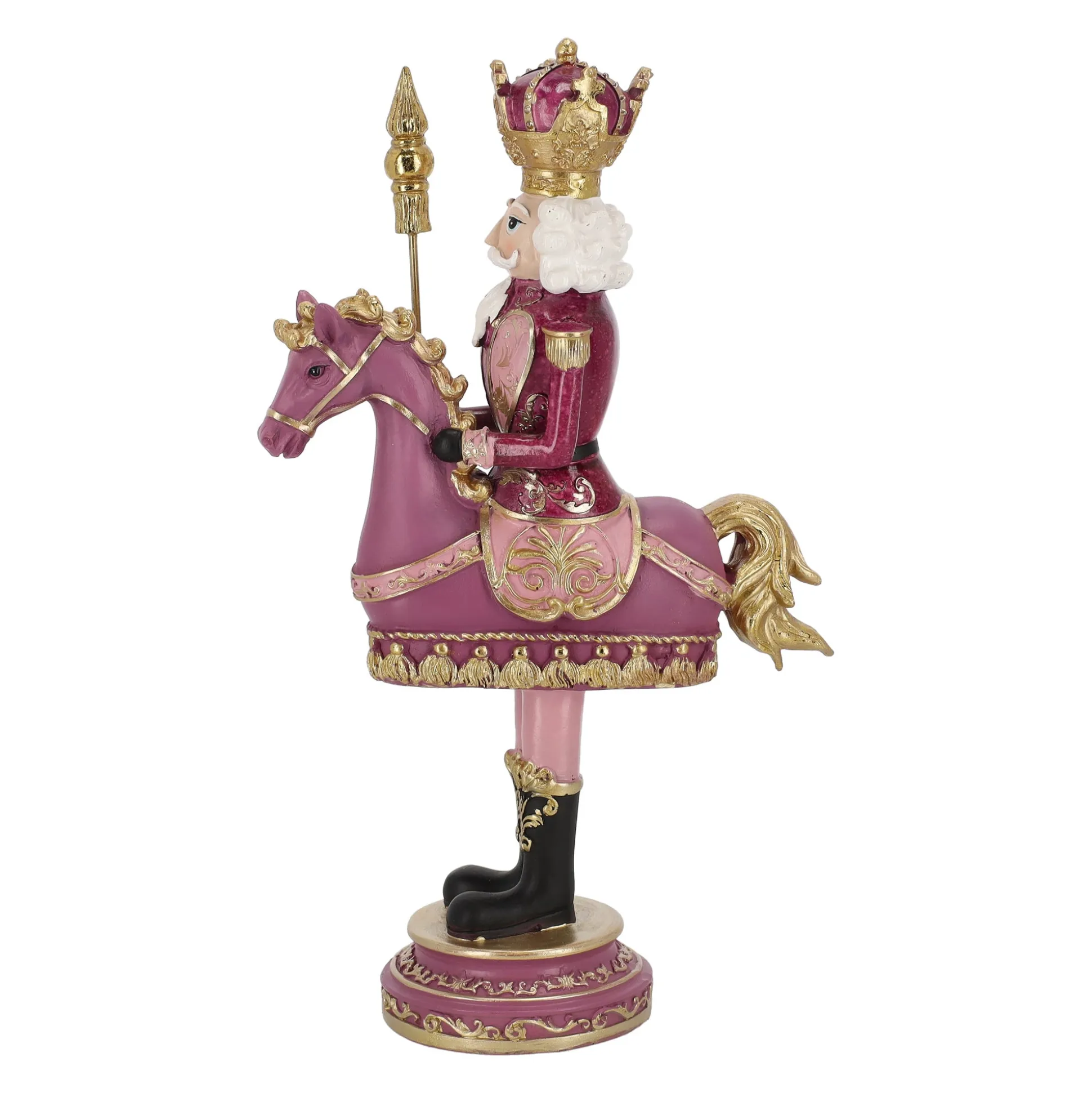 Notenkraker te paard 32 cm roze