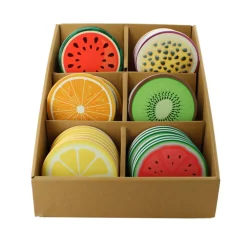 Onderzetter rond 10 cm fruit, 6 assorti