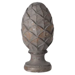 Ornament hout op voet grijs 17 cm