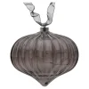 Ornament met lint grijs 21 cm 20 LED-warmwit