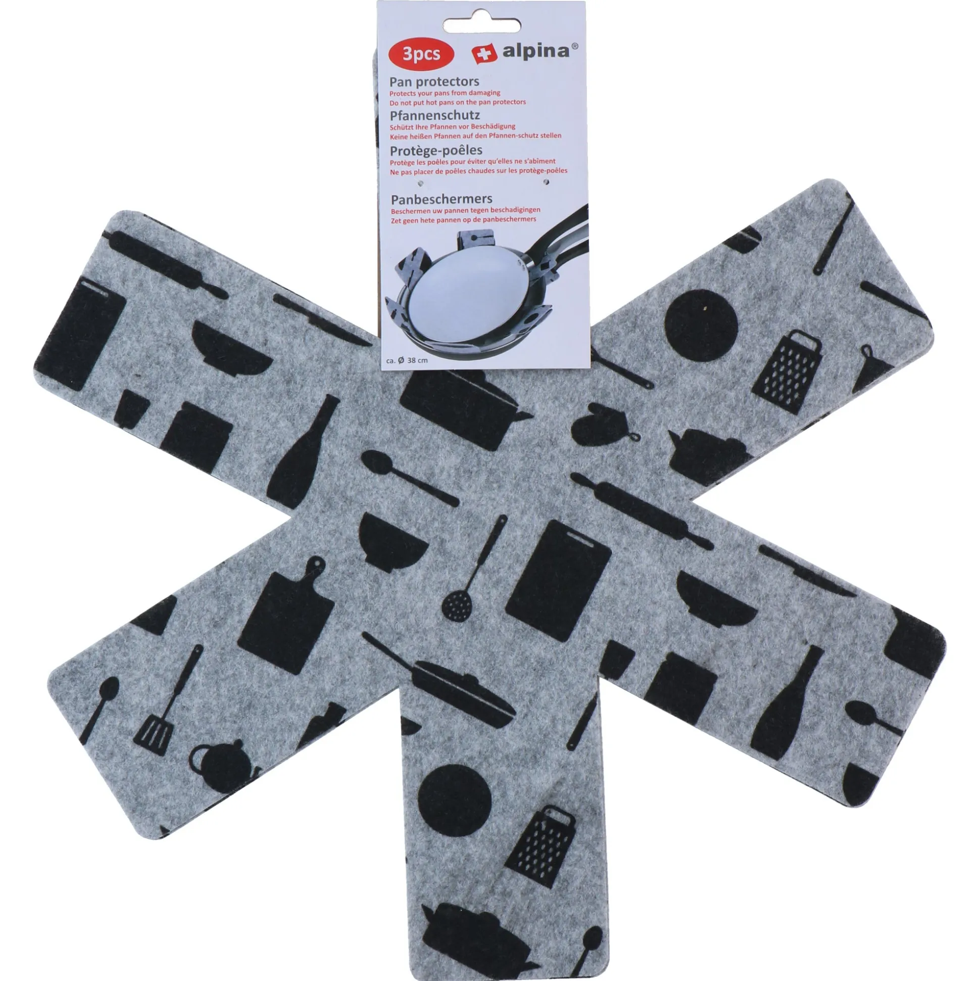 Panbeschermer 38 cm 3 stuks