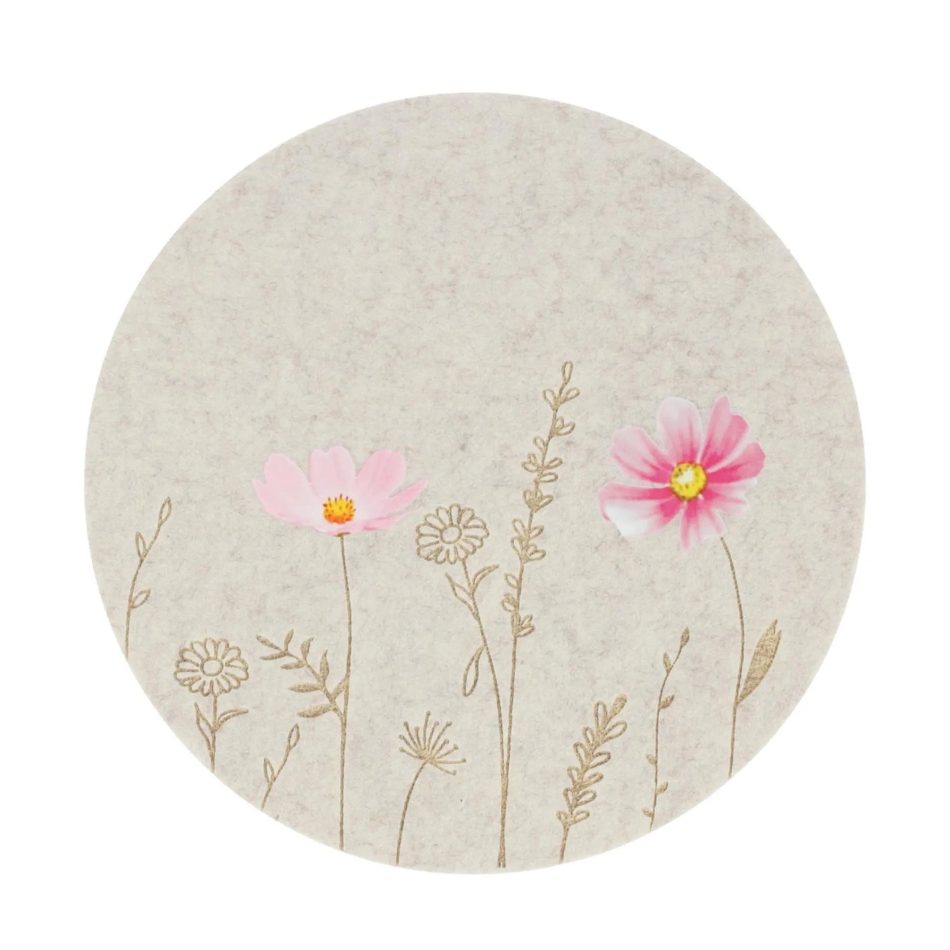 Placemat bloemen beige 38cm