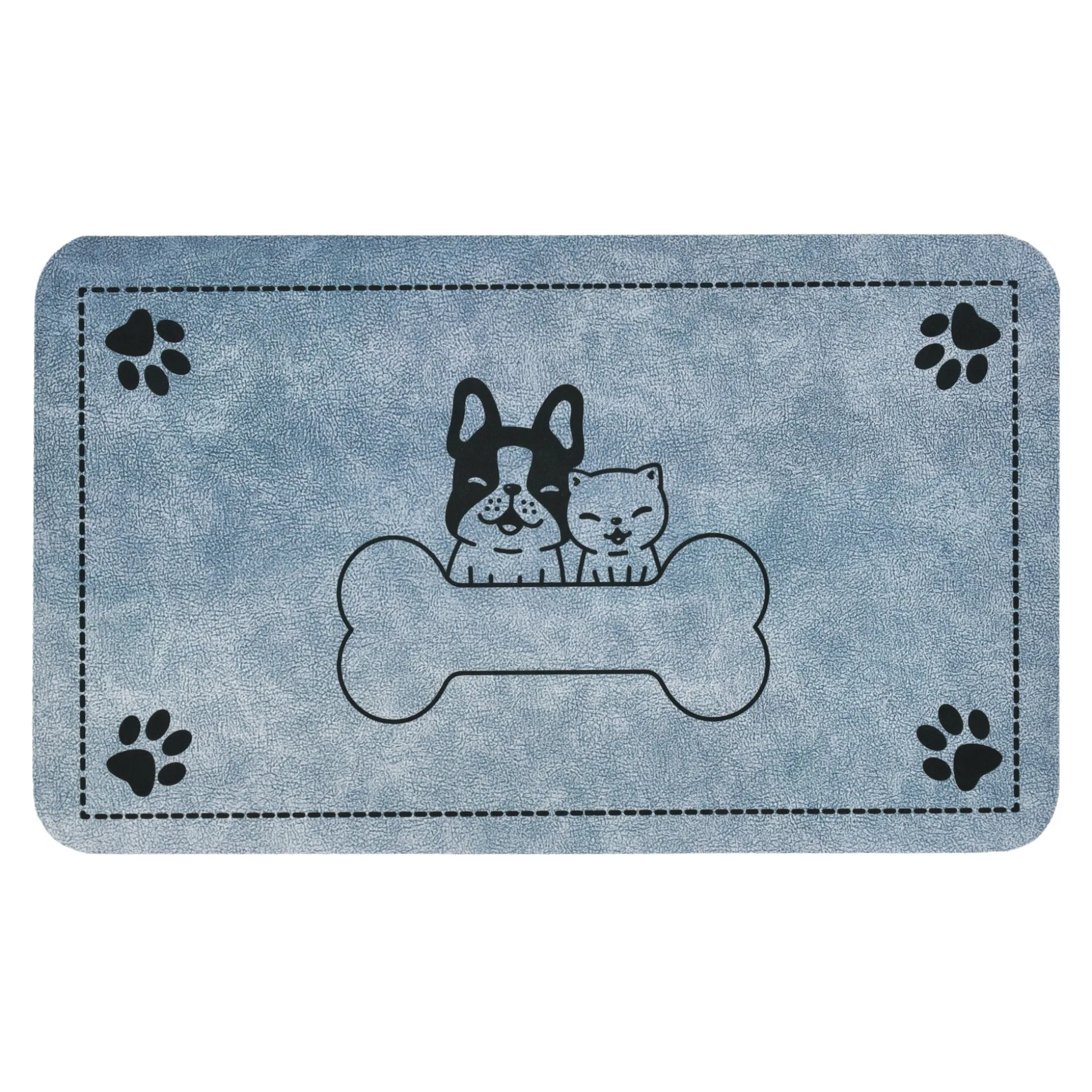 Placemat hond, kat blauw 50 x 30 cm