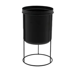 Plantenpot met houder zwart 32 x 18 cm