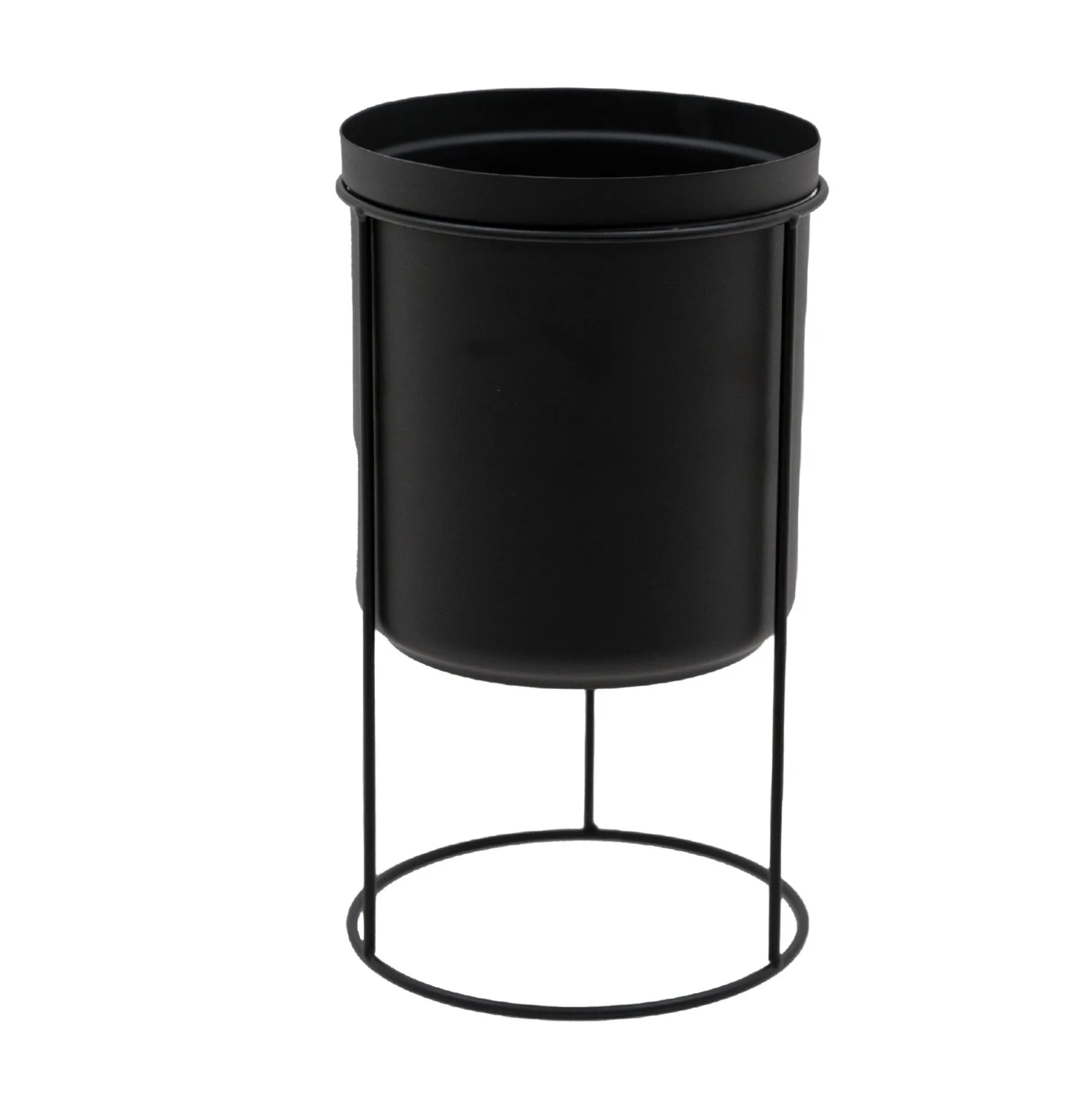 Plantenpot met houder zwart 32 x 18 cm