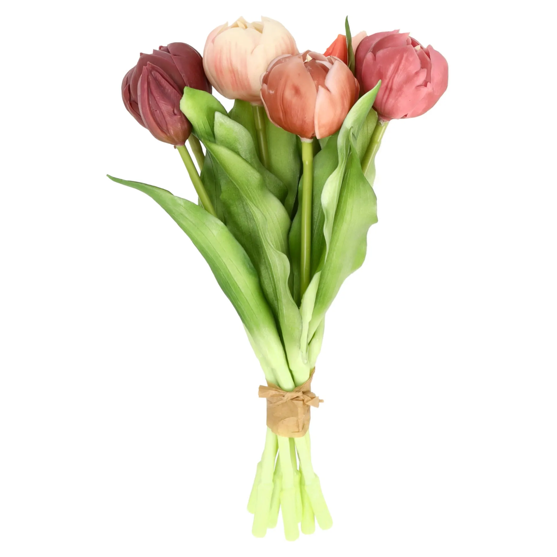 Pompoentulp real touch 7st 30 cm donker roze mix
