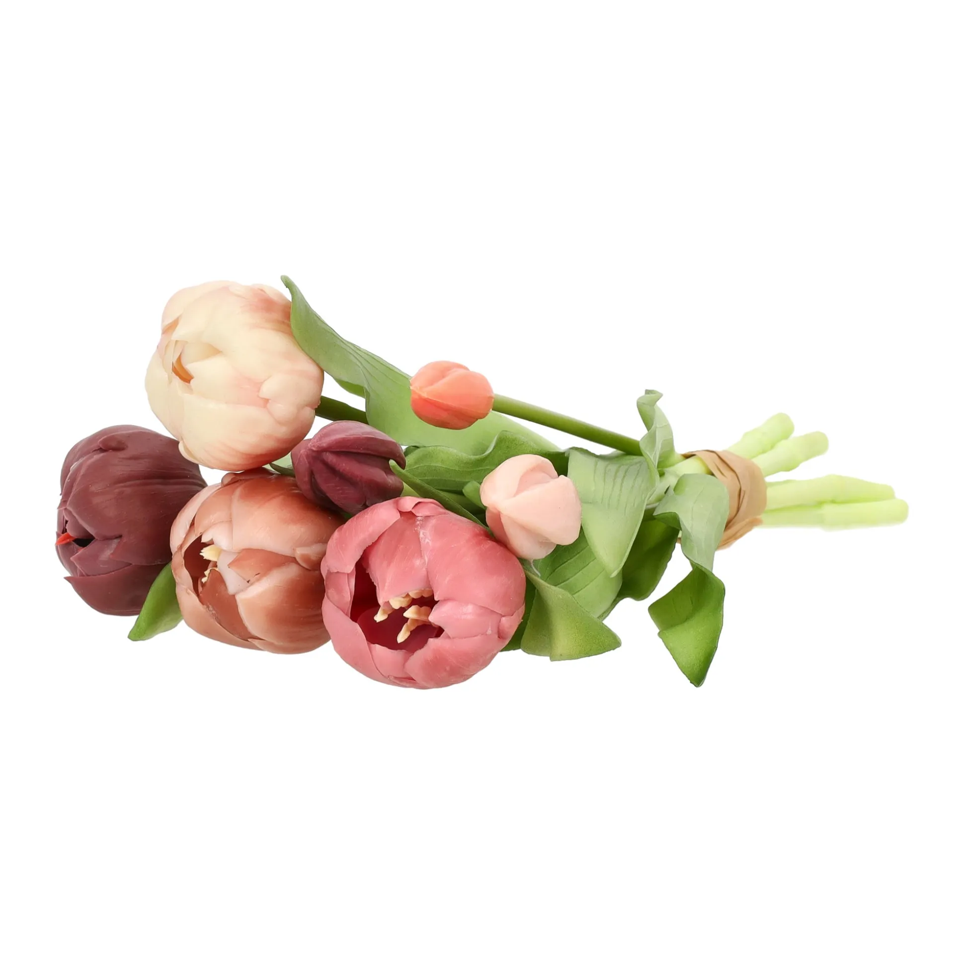 Pompoentulp real touch 7st 30 cm donker roze mix