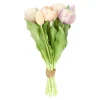 Pompoentulp real touch 7st 30 cm paars roze mix