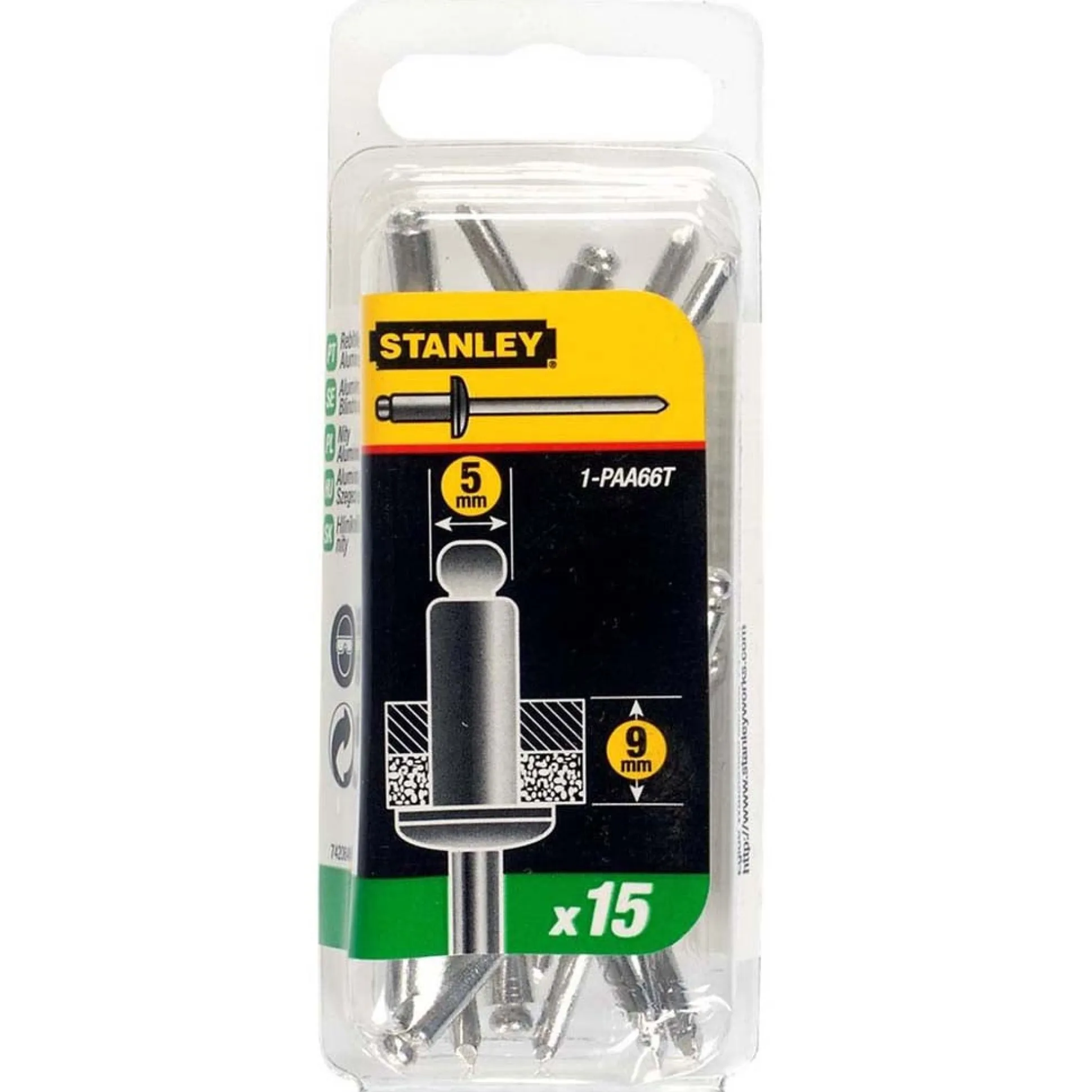 Popnagels 5 x 9 mm 1-PAA66T Stanley