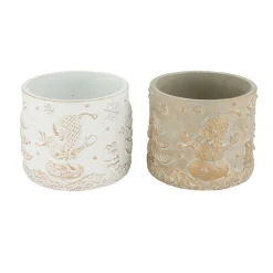Pot cement brushed gold 12 x 10 cm 2 assorti