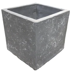 Pot Clayfibre Cubi auth. grey 23 cm