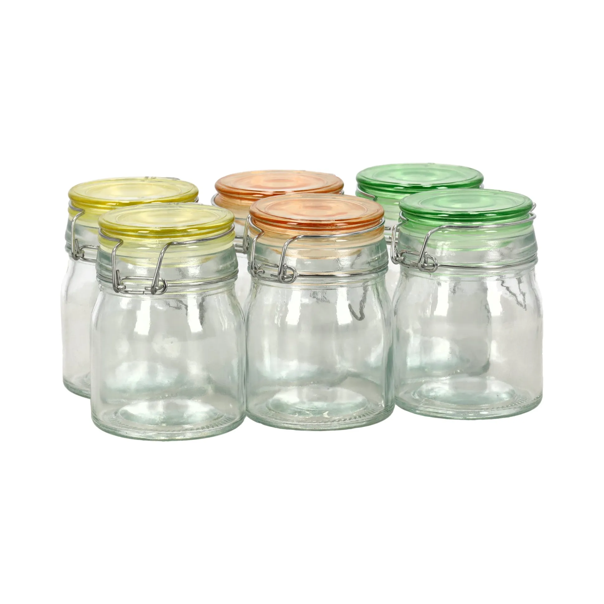 Pot glas + deksel gekleurd 6st Alpina