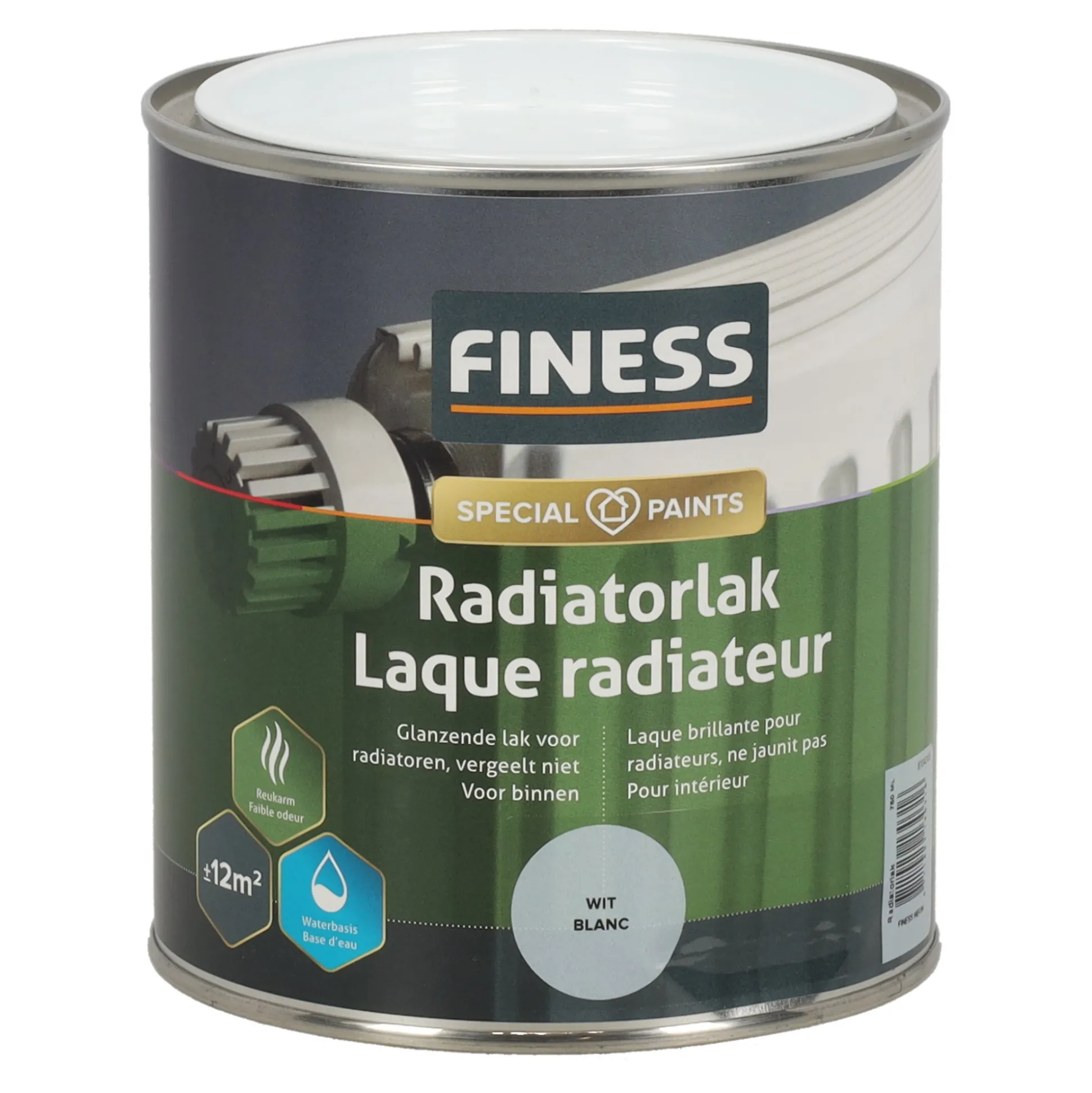 Radiatorlak wit 1410 750ml Finess