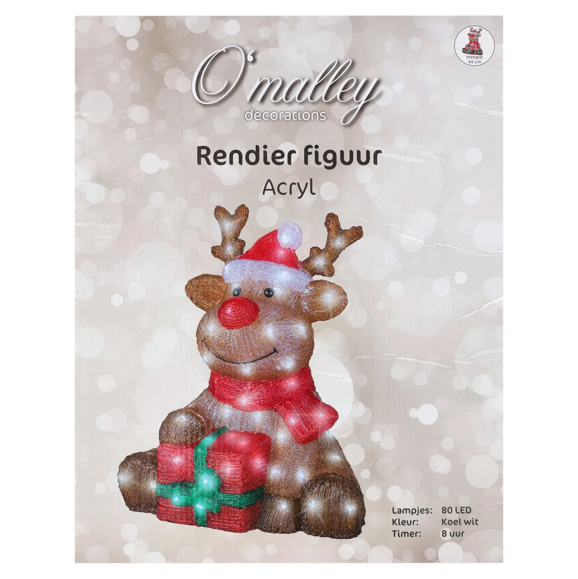 Rendier zittend acryl 44cm 80LED