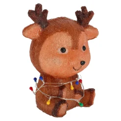 Rendier zittend met kerstverlichting 38 cm 72LED
