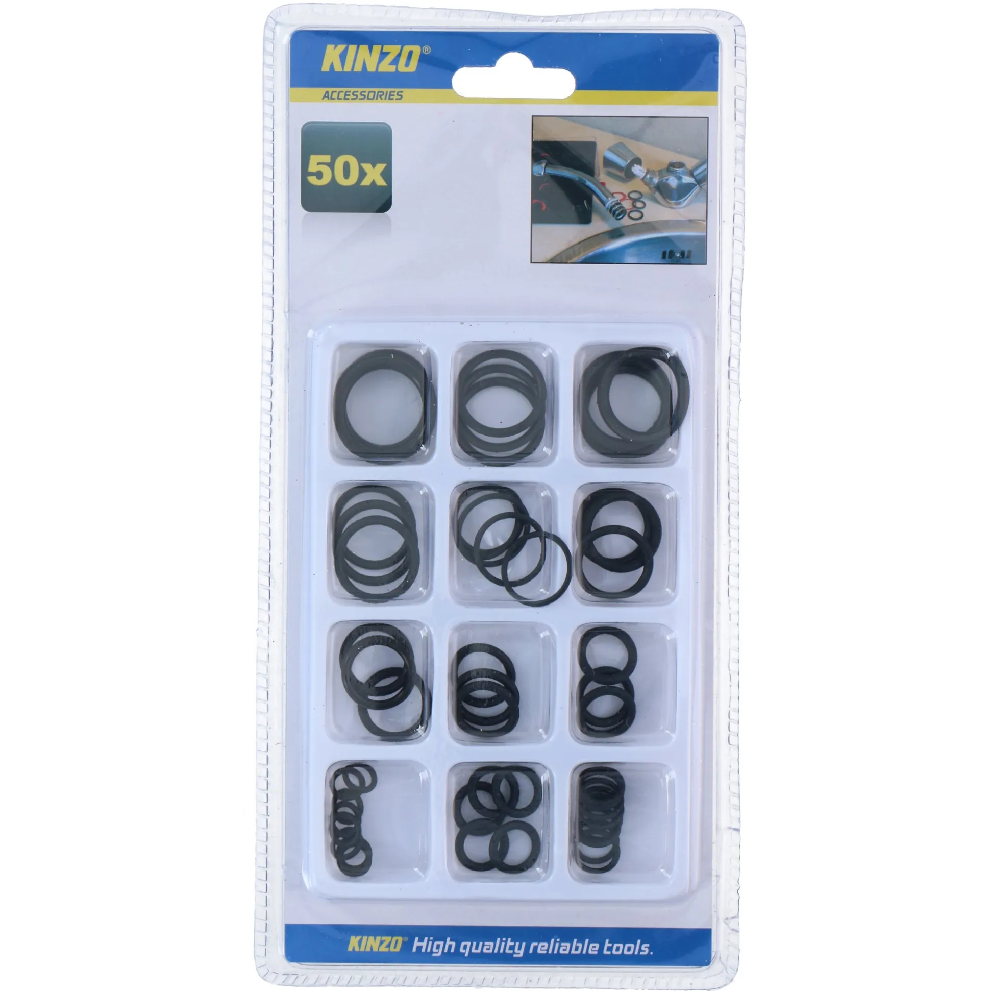 Ringenset rubber 50st assorti Kinzo
