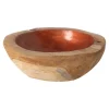 Schaal teak 18 x 5 cm copper