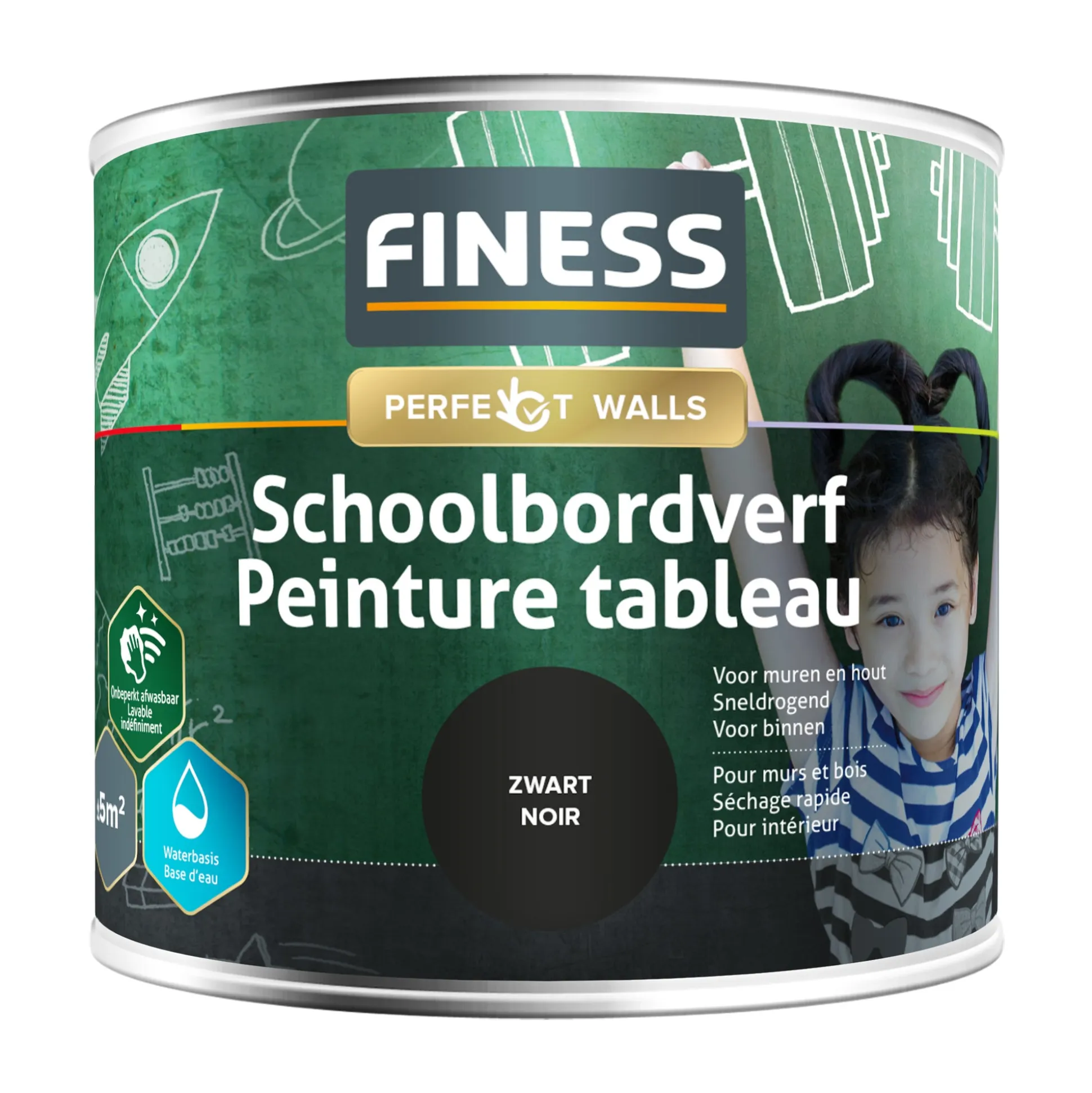 Schoolbordverf zwart 1428 500ml Finess