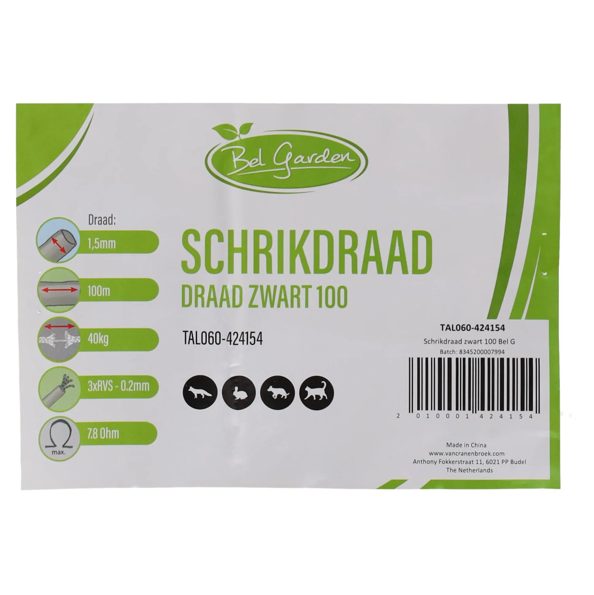 Schrikdraad zwart 100 Bel G