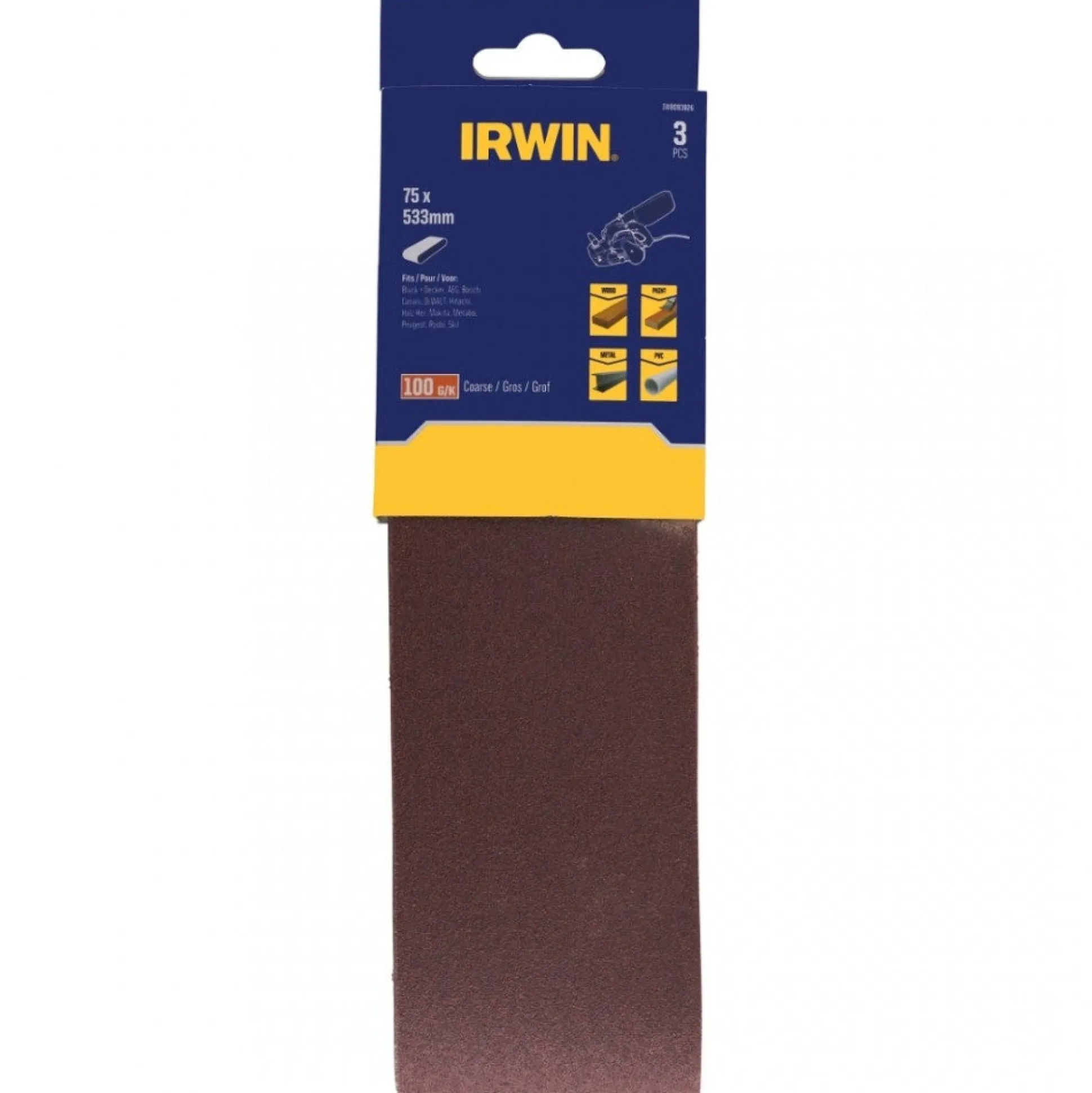 Schuurband 75 x 533 mm K100 3st. Irwin