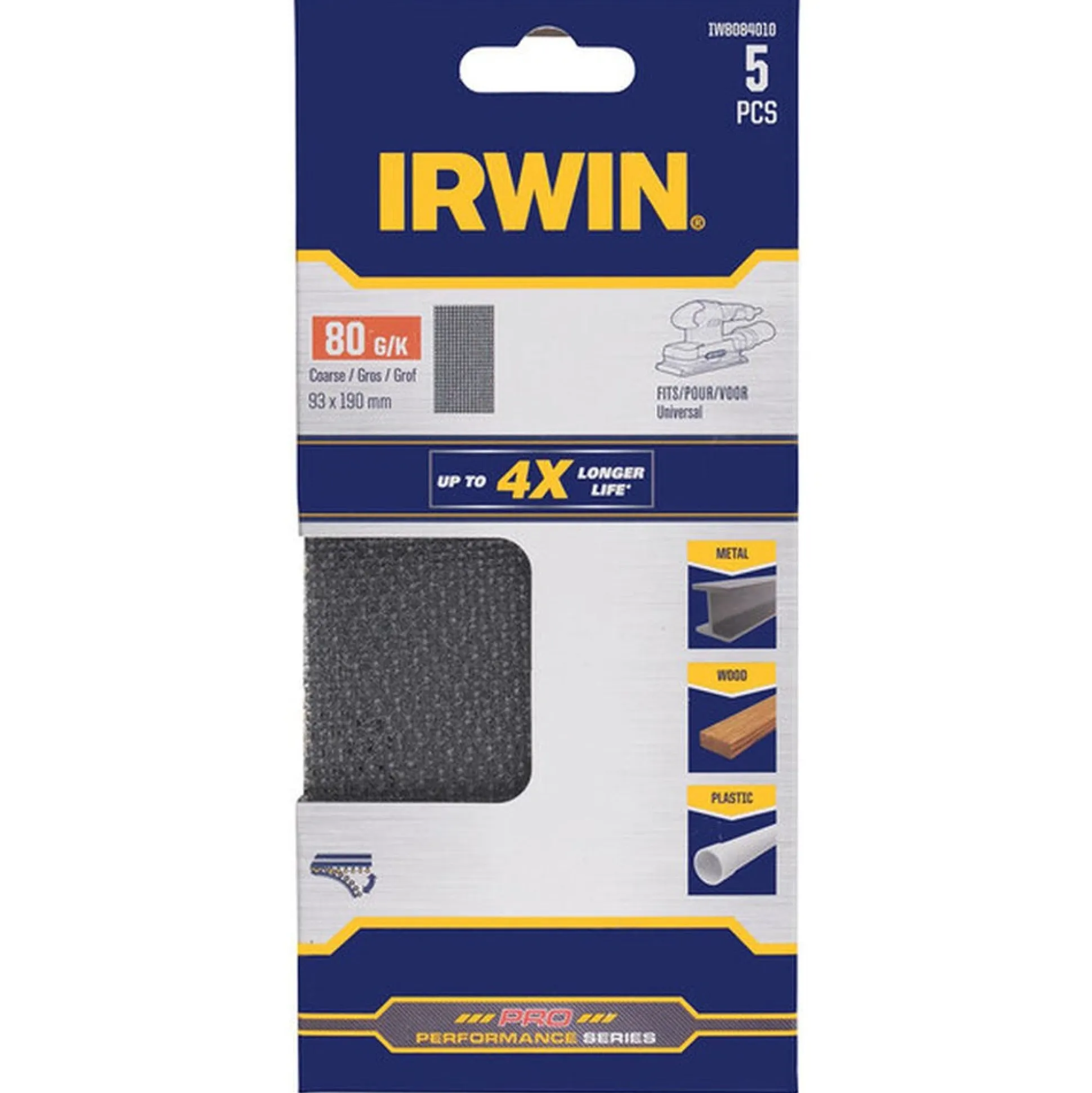 Schuurgaas 190 x 93 mm K80 5st. Irwin