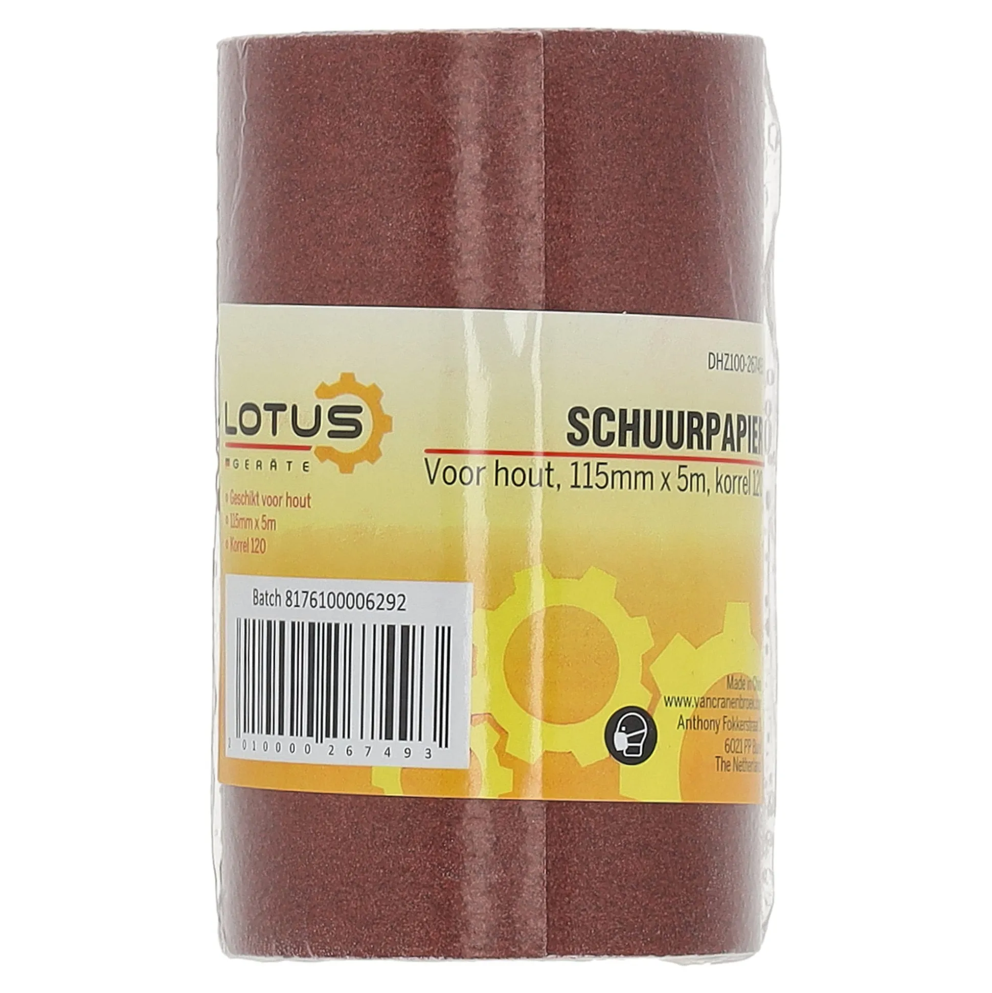 Schuurpapier rol hout 115 mm x 5 m x K120