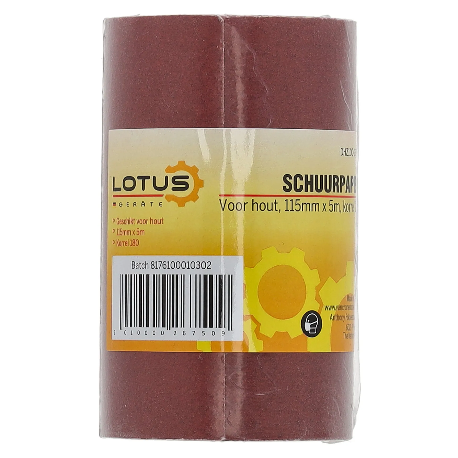 Schuurpapier rol hout 115 mm x 5 m x K180