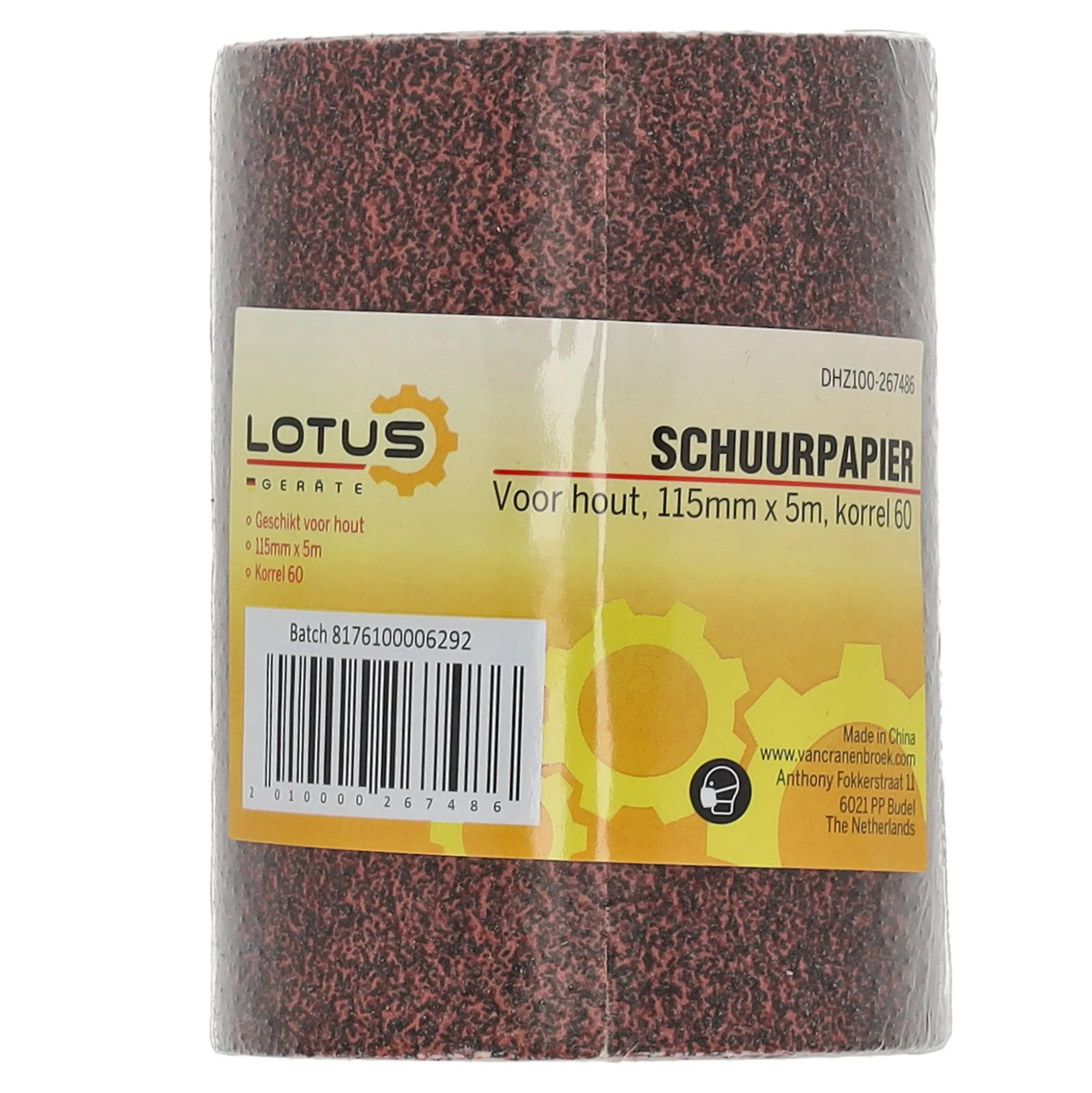 Schuurpapier rol hout 115 mm x 5m x K60