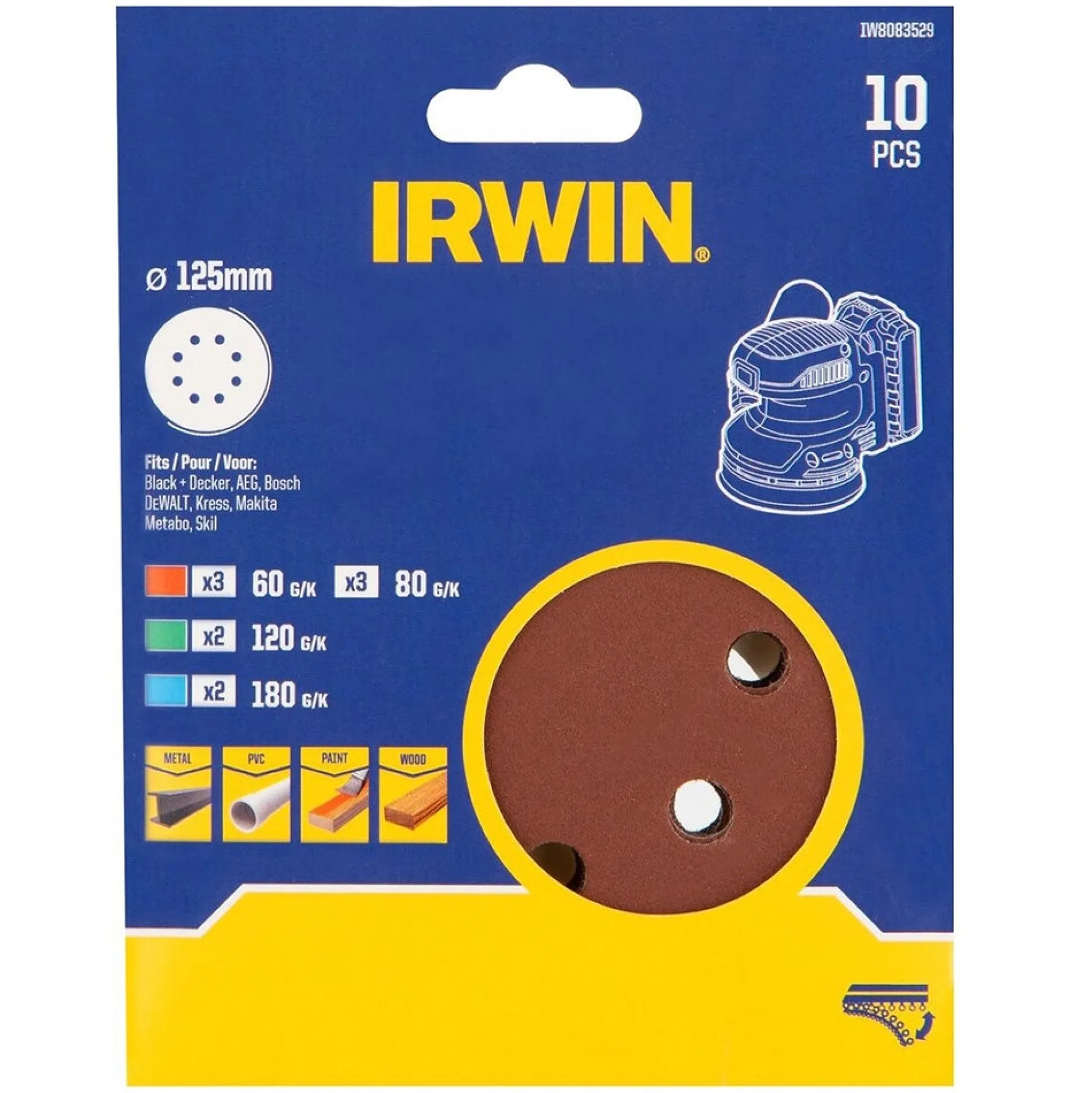 Schuurschijf Ø125mm 10st. Irwin