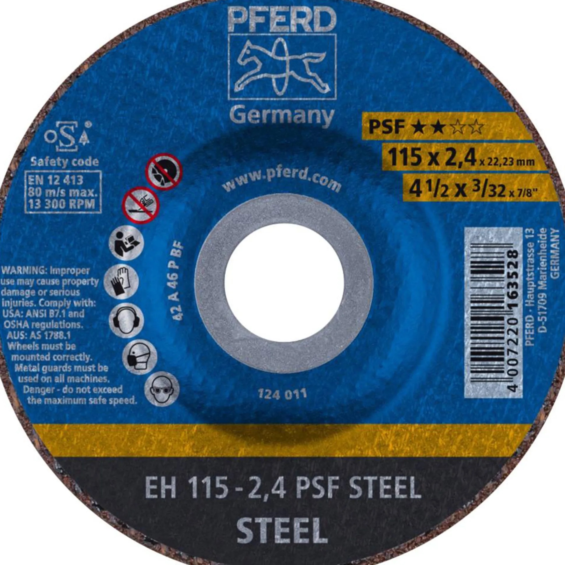 Slijpschijf EH115-2,4 PSF staal Pferd