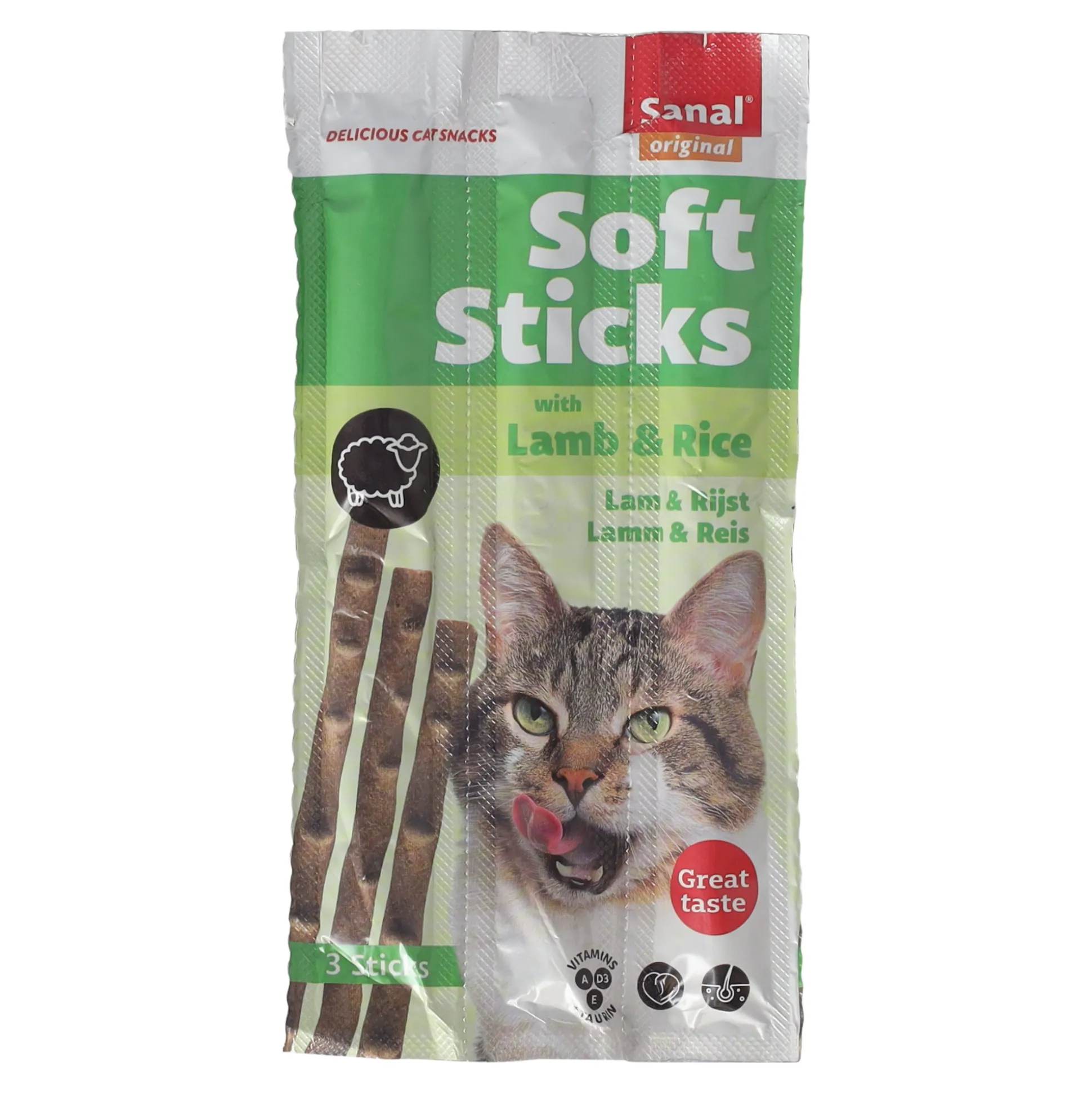 Snack kat soft sticks lam+rijst Sanal