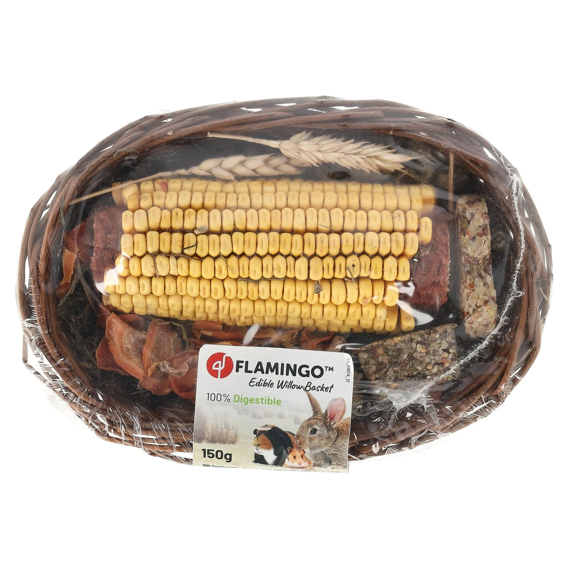 Snack knaagdier wilgenmand gevuld 150gr Smulti