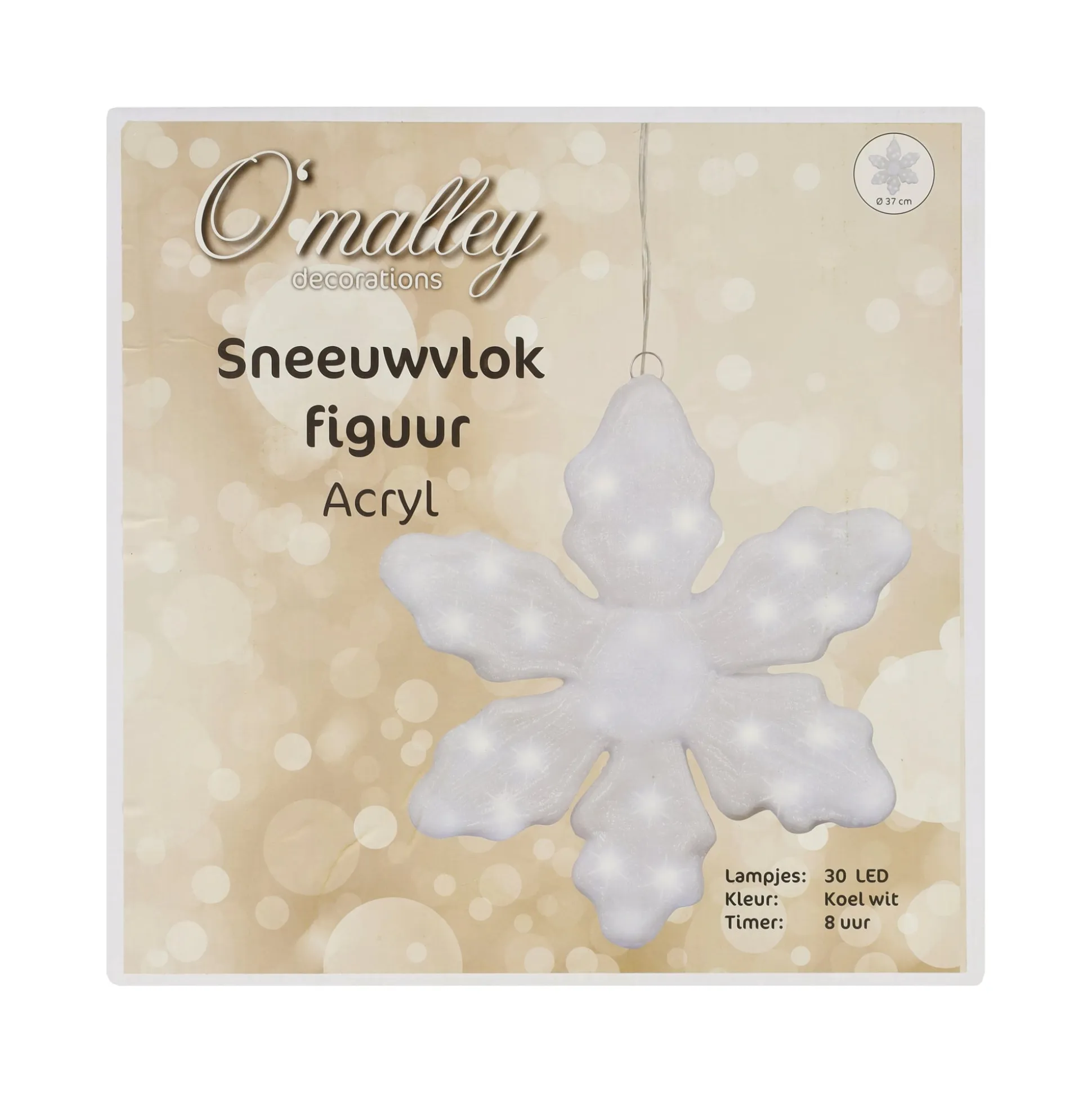 Sneeuwvlok acryl 37 cm 30 LED