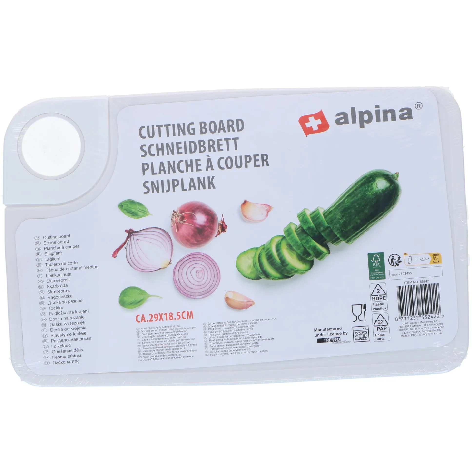 Snijplank M 28,8x18,5x0,5cm Alpina