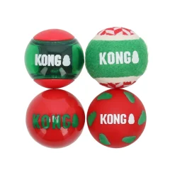 Speelgoed hond kerst bal 4 pak M Kong