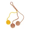 Speelgoed kat ballen met touw 25 cm bruin/geel